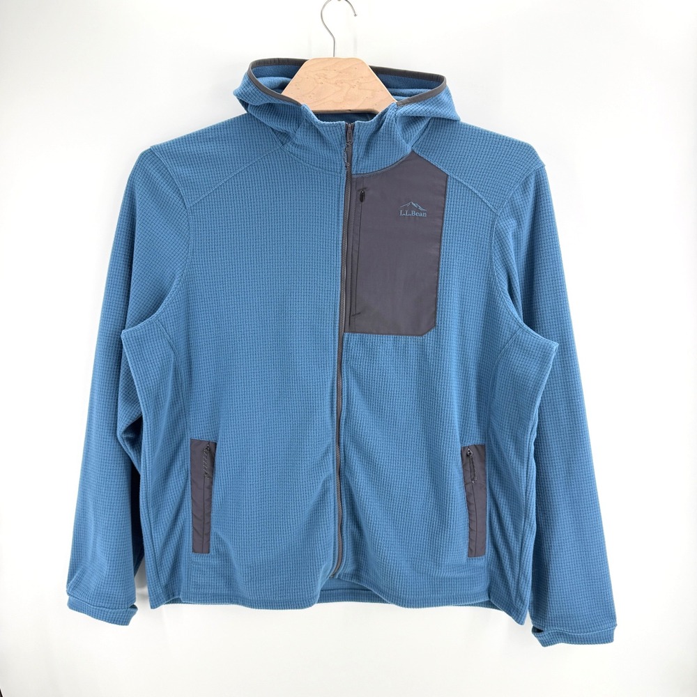 L.L.Bean Grid Fleece Pathfinder Hoodie XL Recycled Polyester Blue Gorpcore